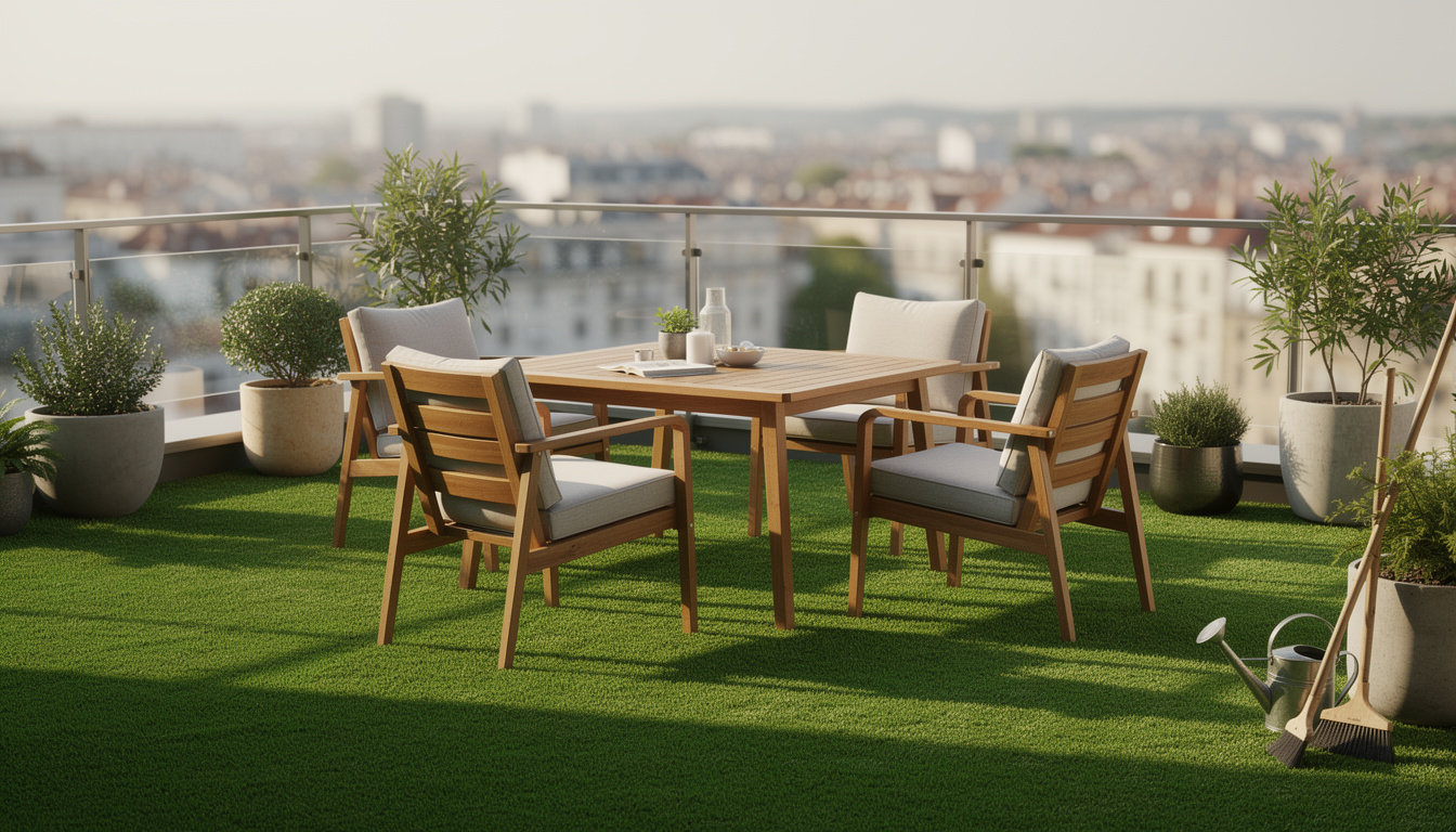 Herbe synthétique pour terrasse : avantages et entretien pratique Herbe synthétique pour terrasse : avantages et entretien pratique